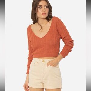 Amuse Society V-Neck Crop Top Sweater